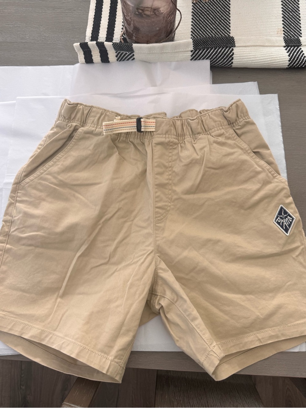Men's Casual Elastic-Waist Khaki Shorts Size Small